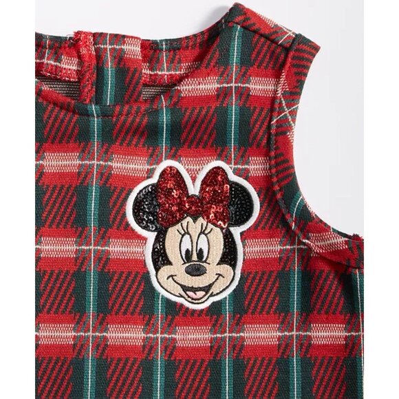 NEW! Disney Plaid Holiday Christmas Minnie Mouse Pleated Dress Red Green SZ 6 - Picture 3 of 10